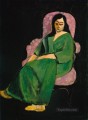 Laurette in a Green Dress on Black Background abstract fauvism Henri Matisse